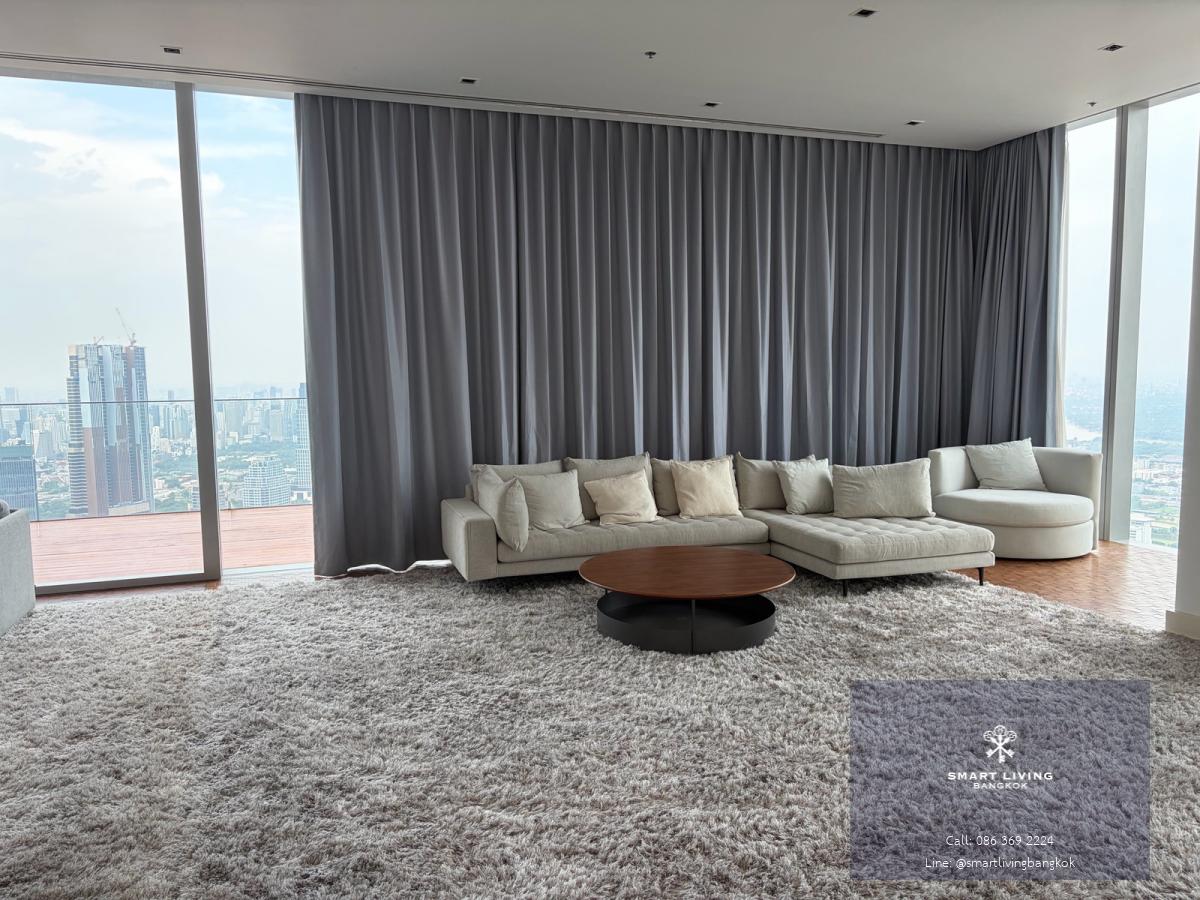 ปล่อยเช่าคอนโดหรูระดับโลก The Ritz-Carlton Mahanakhon (500 ตร.ม.) ชั้นสูง  พื้นที่นั่งเล่นกว้าง 100 ตร.ม. ใกล้ BTS เซนต์หลุยส์