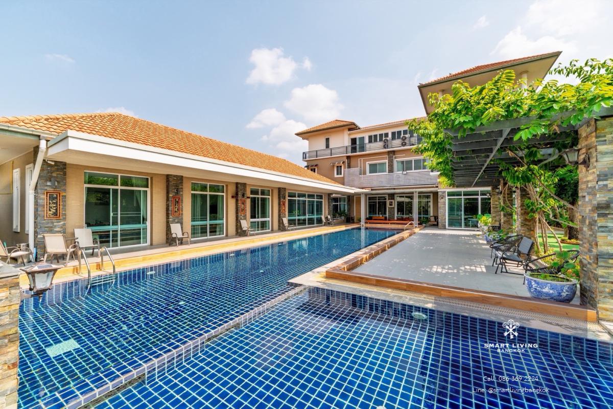 ขายบ้านหรู 3 ชั้น พร้อมสระว่ายน้ำ พื้นที่ ใกล้เมืองทองธานี IMPACT ปากเกร็ด นนทบุรี ถนนเลียบคลองประปา เดินทางสะดวก ใกล้ทางด่วน