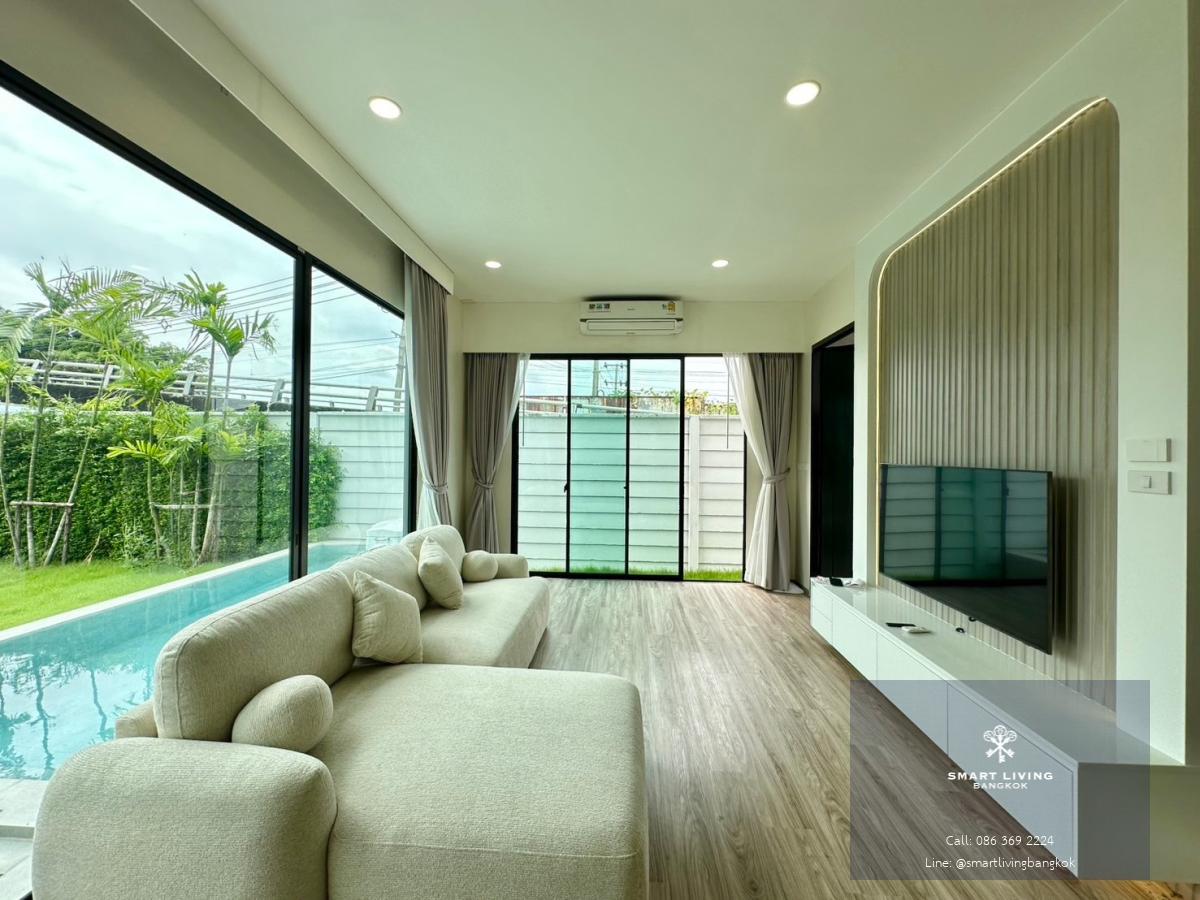 ให้เช่าบ้าน  House with private pool  อ่อนนุช-ลาดกระบัง 240 ตร.ม. 3 ห้องนอน เฟอร์ครบ ใกล้สนามบินสุวรรณภูมิ