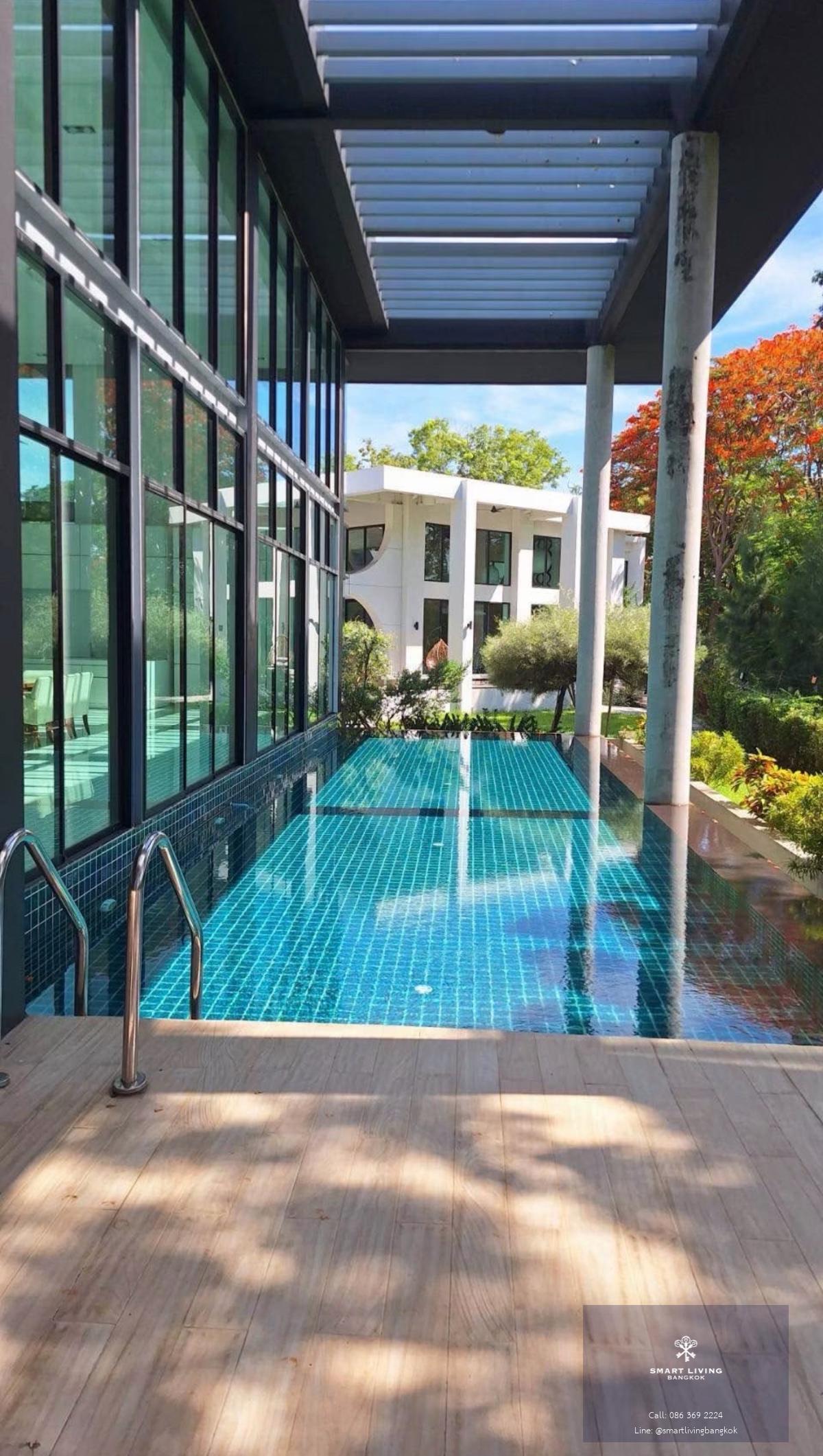 ให้เช่าบ้านพื้นที่ใหญ่ 2 ไร่ พร้อมสระว่ายน้ำ บรรยากาศสงบ วิวพื้นที่สีเขียว เหมาะทำธุรกิจ รองรับลูกค้าจำนวนมาก