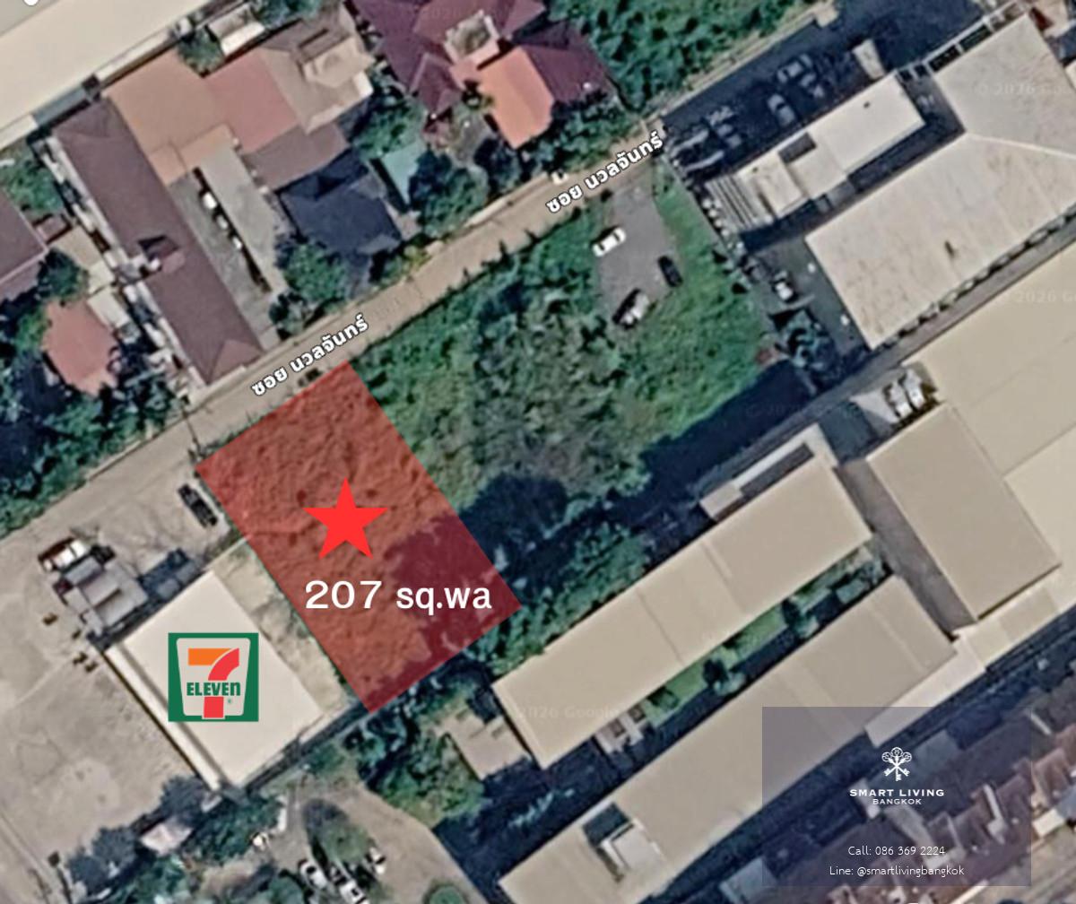 ขาย ที่ดิน  Land Nuan Chan  207 ตร.ว.  ติดเซเว่น ตรงข้ามเป็นสนามบอลเปิดใหม่ ด้านในซอยเป็นออฟฟิศ