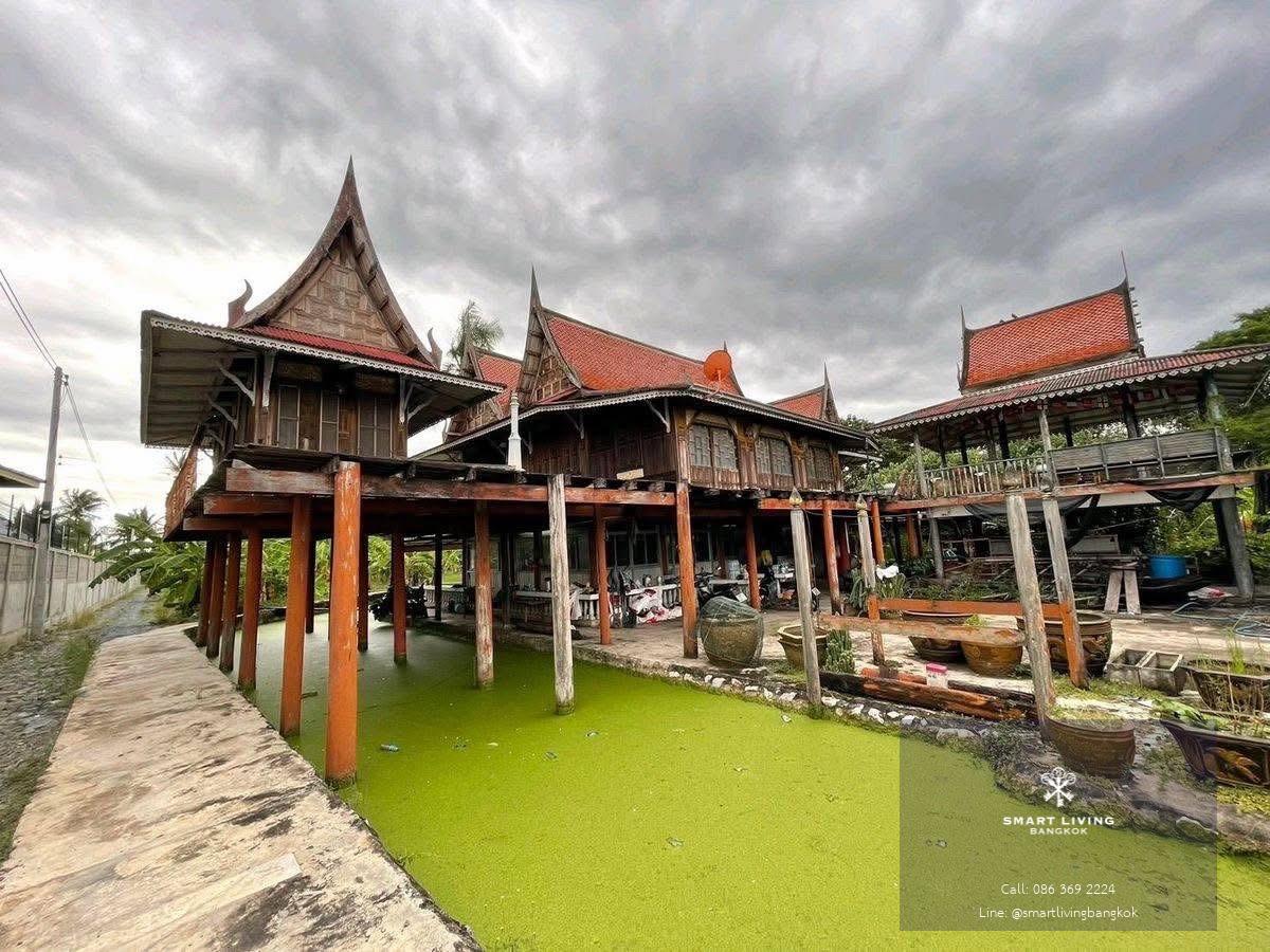 ขายที่ดินริมน้ำท่าจีนพร้อมเรือนไทยไม้สักทอง กระทุ่มแบน สมุทรสาคร เหมาะสำหรับบ้านพักและโฮมสเตย์