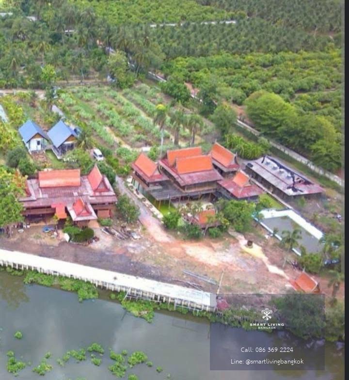 ขายที่ดินริมน้ำท่าจีนพร้อมเรือนไทยไม้สักทอง กระทุ่มแบน สมุทรสาคร เหมาะสำหรับบ้านพักและโฮมสเตย์