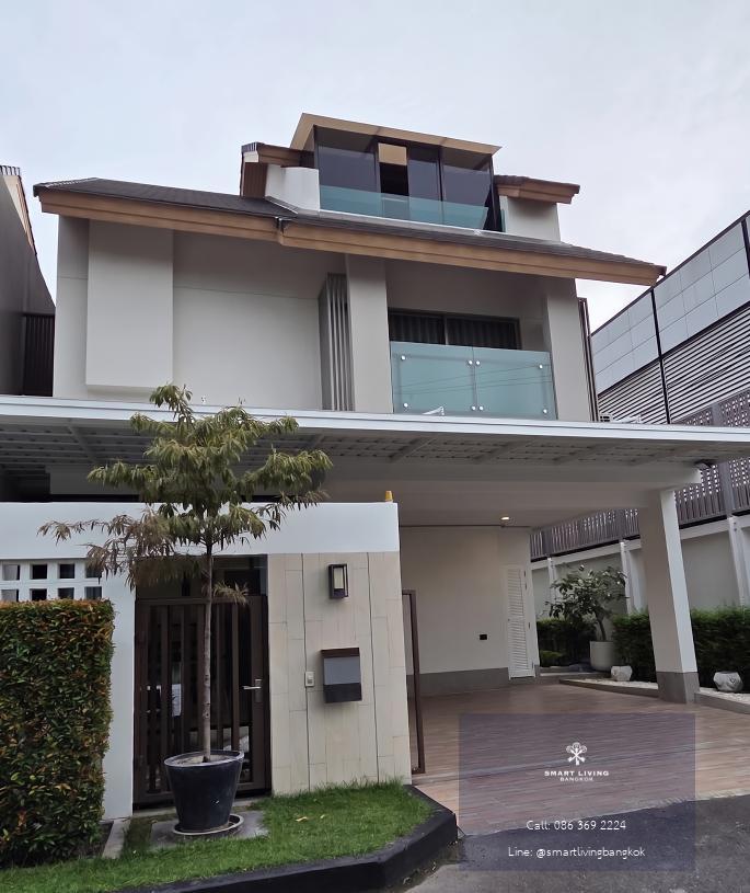 ให้เช่าบ้านเดี่ยวหรูทำเลเลียบด่วนเอกมัย-รามอินทรา (4 นอน 285 ตร.ม.) แรร์ไอเทมหน้าสวนส่วนกลาง ติดสระว่ายน้ำ จอดรถได้สูงสุด 4 คัน