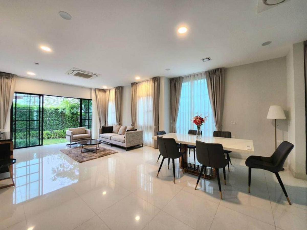 📢👇 New corner single house for rent , never occupied, located in Nantawan Rama 9 - New Krungthepkreetha, a luxury compound with excellent security. Close to Brighton International School, Wellington International School, and Suvarnabhumi Airport. Fully fu