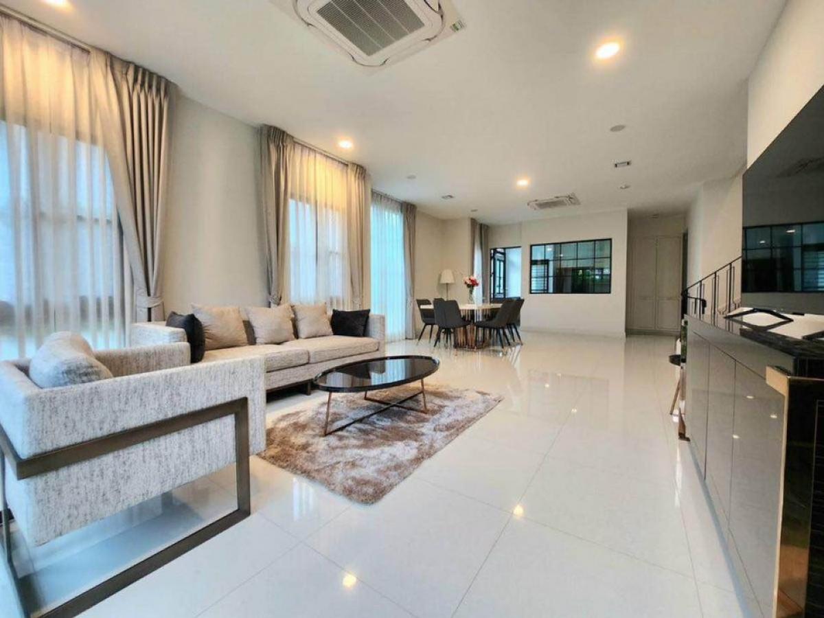 📢👇 New corner single house for rent , never occupied, located in Nantawan Rama 9 - New Krungthepkreetha, a luxury compound with excellent security. Close to Brighton International School, Wellington International School, and Suvarnabhumi Airport. Fully fu