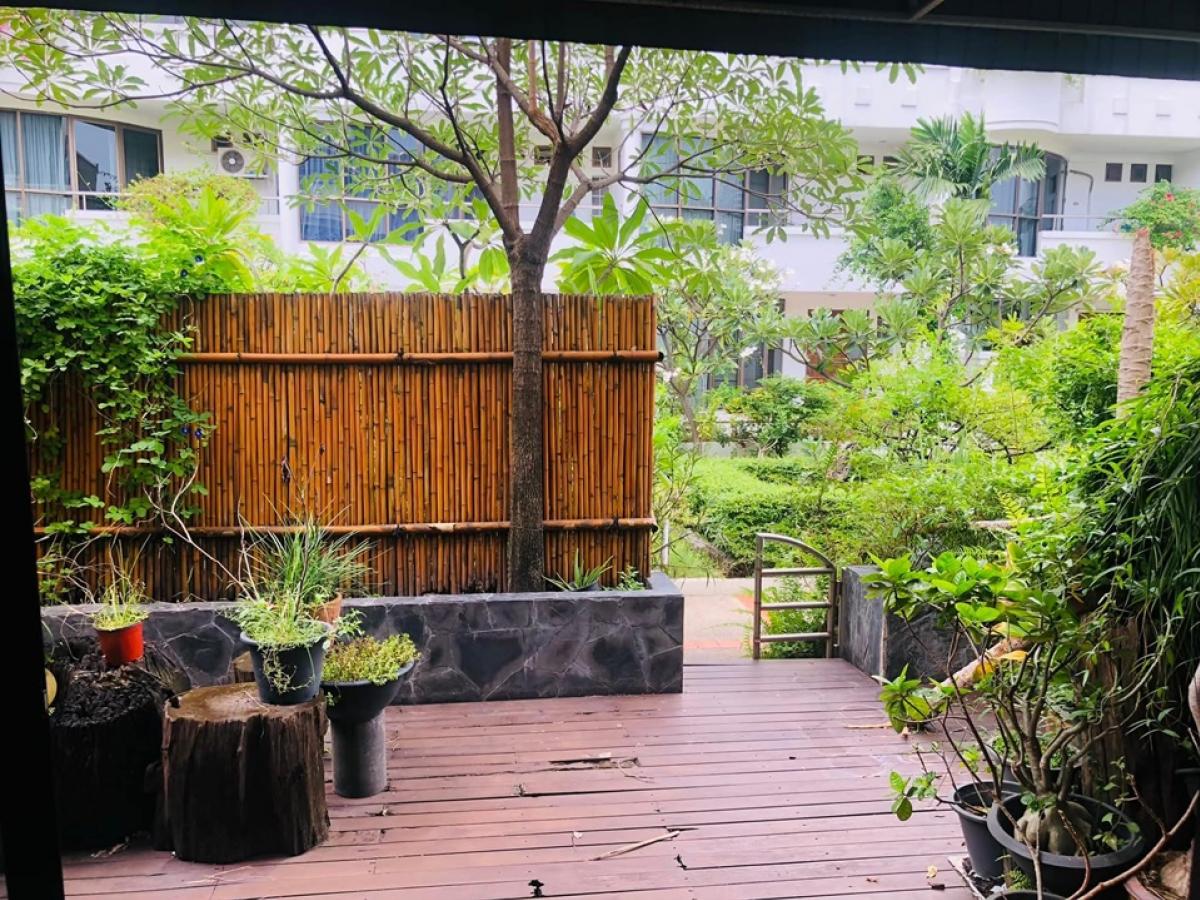 📢👇Townhouse 4 story at Garden House Rama3, Garden view, peaceful and serene, decorated in Thai Oriental style with real wood flooring, fully furnished